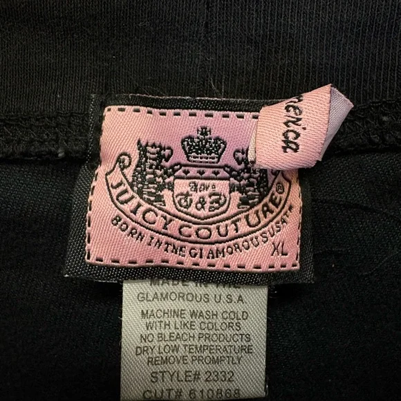 RARE Juicy Couture “Her Majesty” Crown Logo Velour Pants Black | Size XL 👑💖✨ - Picture 3 of 17